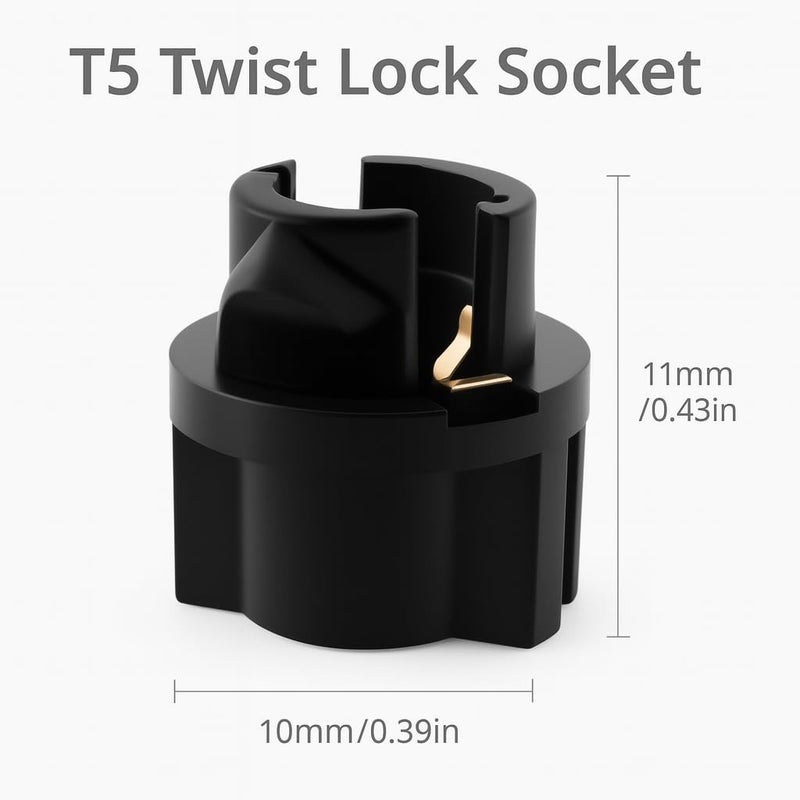 WLJH 10pcs T5 Twist Lock Socket 74 73 37 2721 Wedge Base 3/8" 9 mm Socket Dashboard Instrument Panel Cluster Plug Lamp Dash Light Bulbs Socket 12V - Image 2